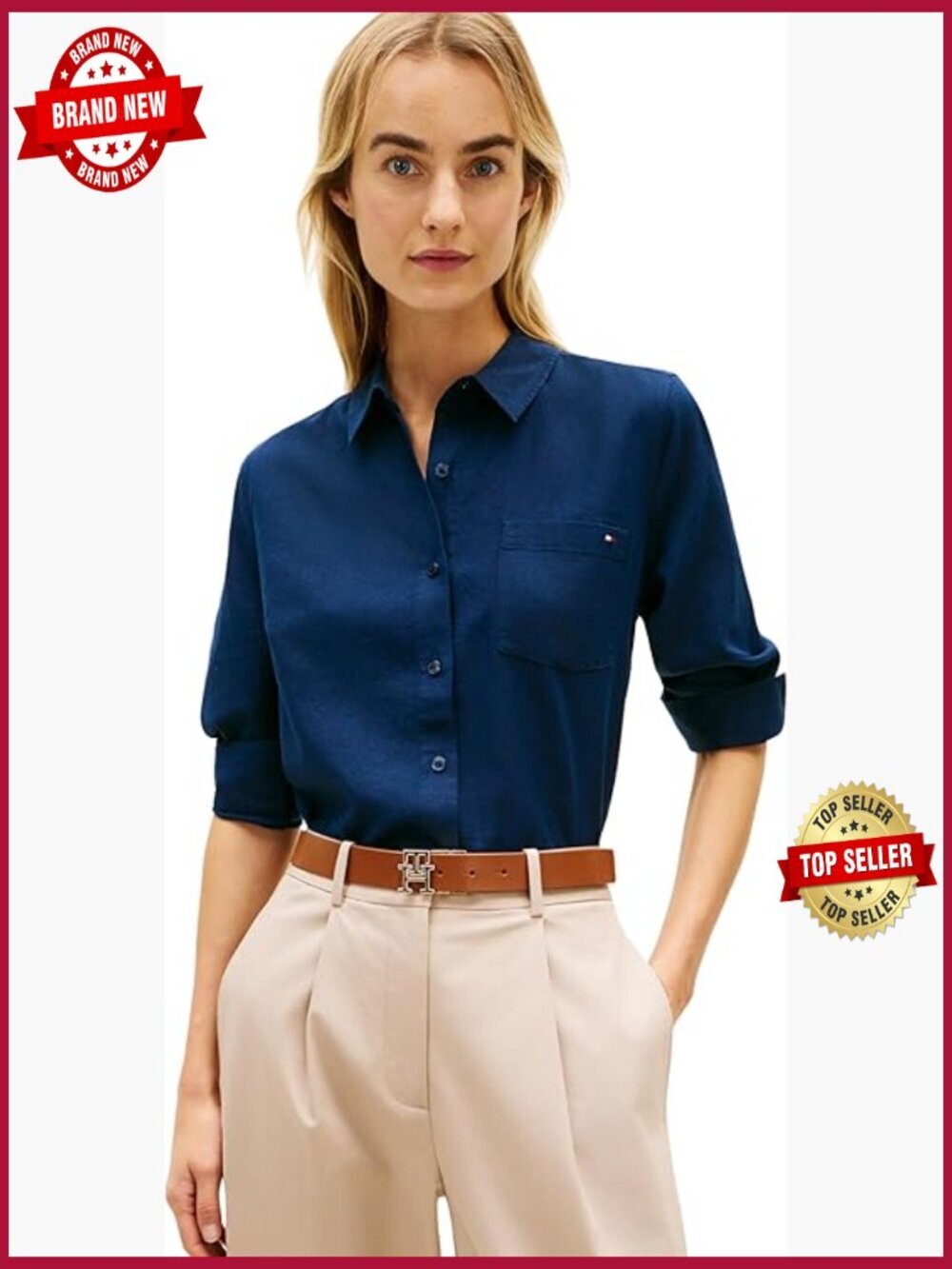 Lightweight Linen Long Sleeve Button Down Shirt Regular Fit Roll Up Sleeve